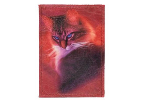 Обложка для проездного из натуральной кожи, 6,5×0,3×9,5 см, «Кошка», красный
