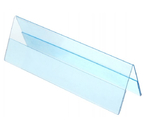 Подставка информационная из оргстекла, 300×100 мм, двусторонняя, горизонтальная, прозрачная