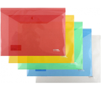 Папка-конверт пластиковая на кнопке «Стамм.» В5, толщина пластика 0,18 мм, ассорти