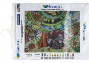 Набор для вышивания бисером Gamma «Основа с рисунком», «Кот и ромашки»