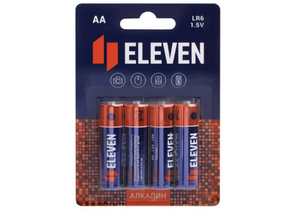 Батарейка щелочная Eleven, AA, LR6, 1.5V, 4 шт.