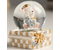 Сувенир полистоун «Белый миша с ёлочкой в подарке» (водяной шар), 4,5*4,5*6,5 см, золотисто-серебристый