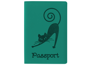 Обложка для паспорта Staff, 138×97 мм, «Кошка», бирюзовая