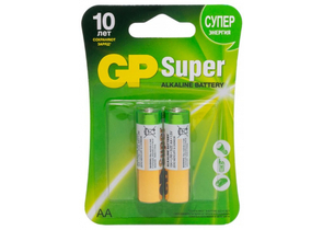 Батарейка щелочная GP Super, AA, LR6, 1.5V, 2 шт.