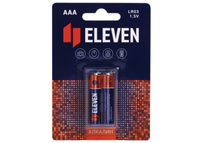 Батарейка щелочная Eleven, AAA, LR03, 1.5V, 2 шт.