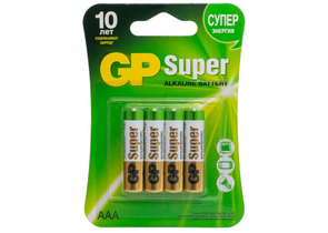 Батарейка щелочная GP Super, AAA, LR03, 1.5V, 4 шт.