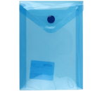 Папка-конверт пластиковая на кнопке OfficeSpace А6, толщина пластика 0,15 мм, прозрачная синяя