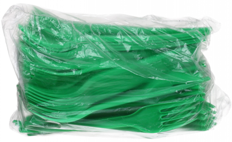Вилка одноразовая пластиковая «ИнтроПластик» длина 165 мм, 100 шт., зеленая