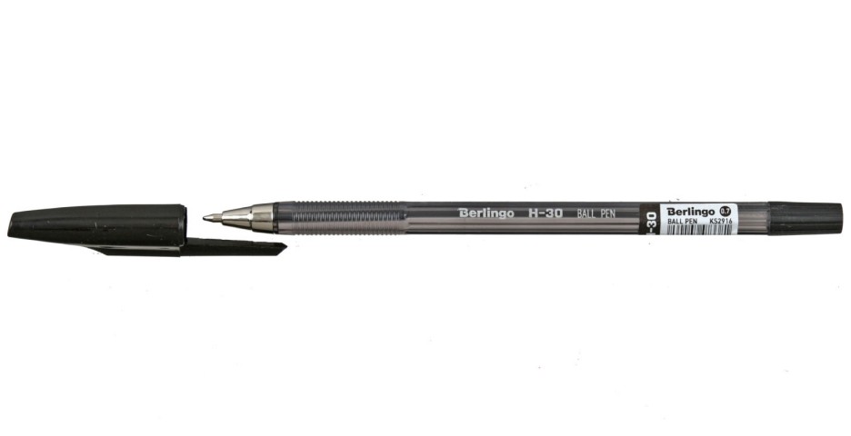 Ручка шариковая Berlingo H-30 корпус прозрачный, стержень черный