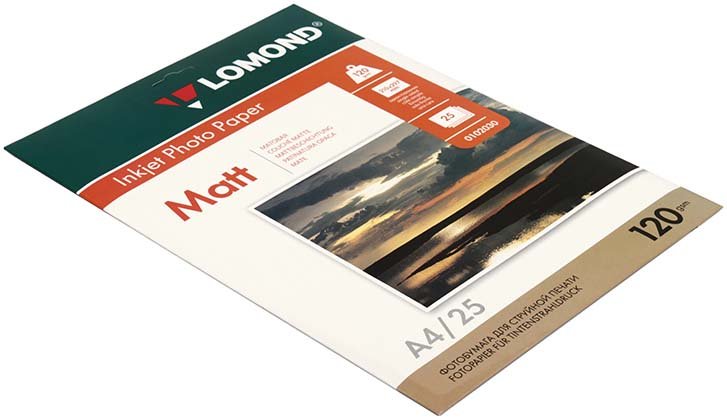 Бумага для струйной фотопечати матовая односторонняя Lomond А4 (210×297 мм), 120 г/м², 25 л.